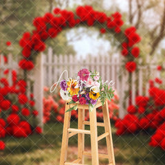 Aperturee - Aperturee Romantic Red Rose Garden Valentines Day Backdrop