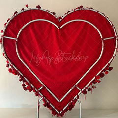 Aperturee - Aperturee Romantic Red Rose Heart Shaped Artificial Flower Wall