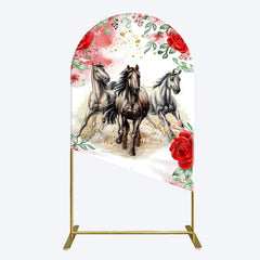 Aperturee - Aperturee Romantic Red Rose Horse Kentucky Derby Arch Backdrop