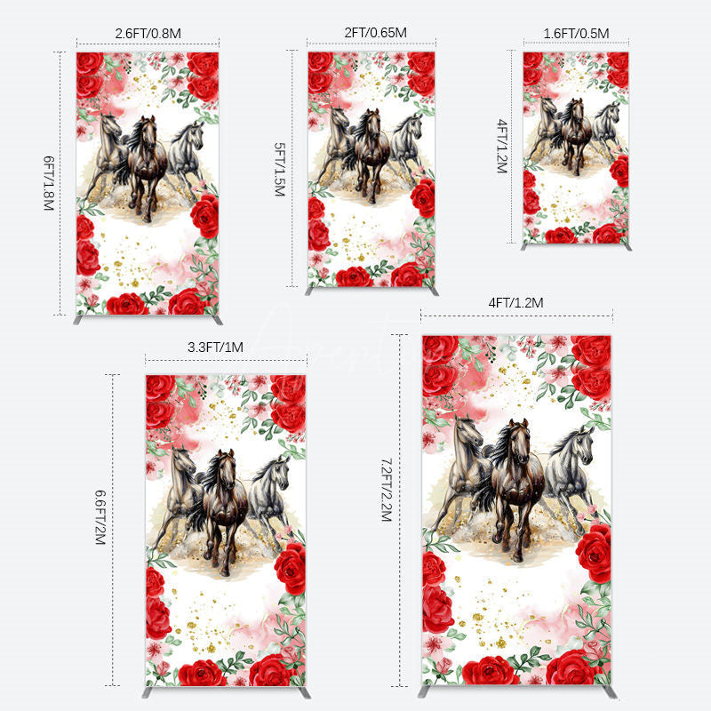 Aperturee - Aperturee Romantic Red Rose Horse Kentucky Derby Rectangle Backdrop