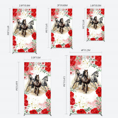 Aperturee - Aperturee Romantic Red Rose Horse Kentucky Derby Rectangle Backdrop