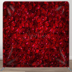 Aperturee - Aperturee Romantic Red Rose Petals Wedding Pillow Case Backdrop