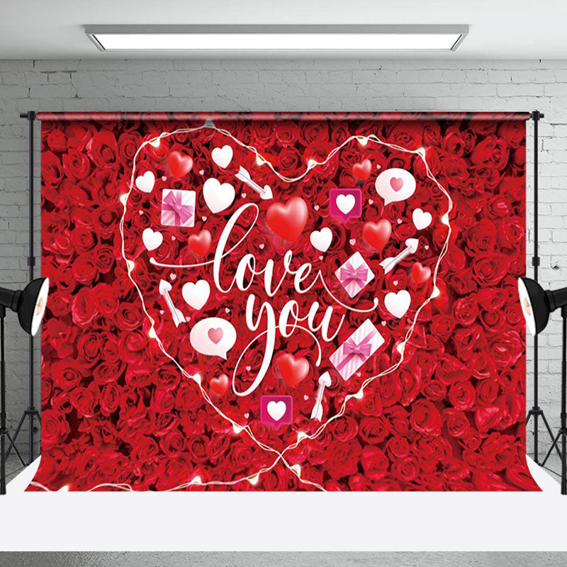 Aperturee - Aperturee Romantic Red Rose White Heart Love You Backdrop