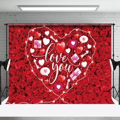 Aperturee - Aperturee Romantic Red Rose White Heart Love You Backdrop