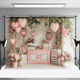 Aperturee - Aperturee Romantic Retro Pink Balloons Valentines Day Backdrop