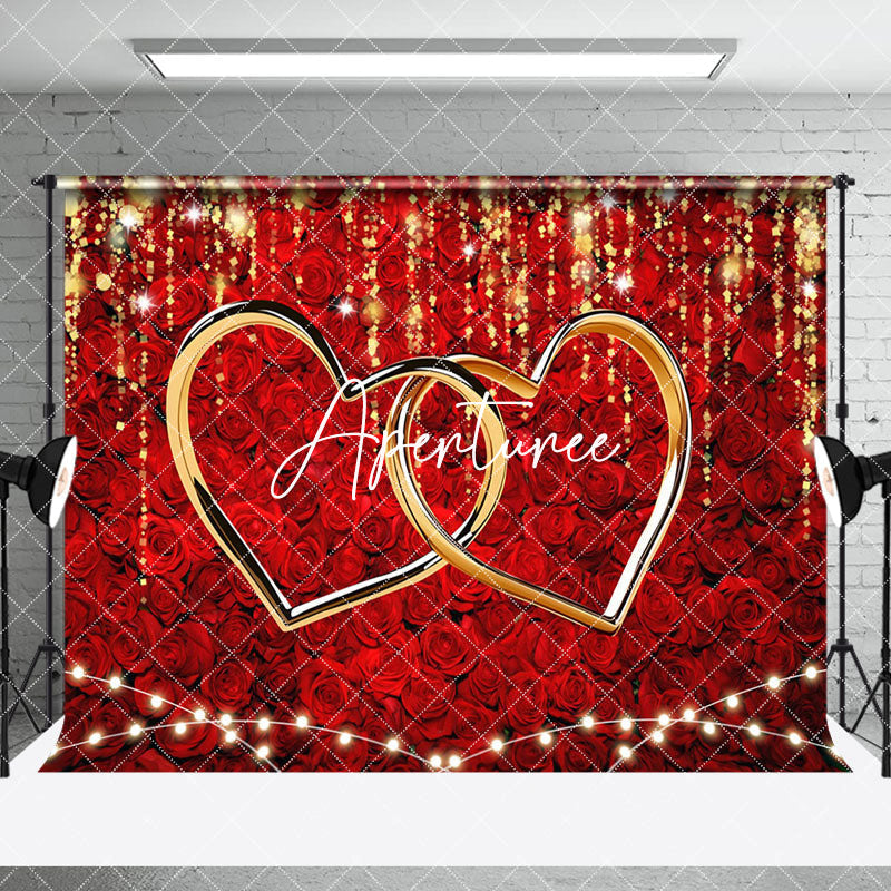 Aperturee - Aperturee Romantic Rose Bear Valentines Day Room Set Backdrop