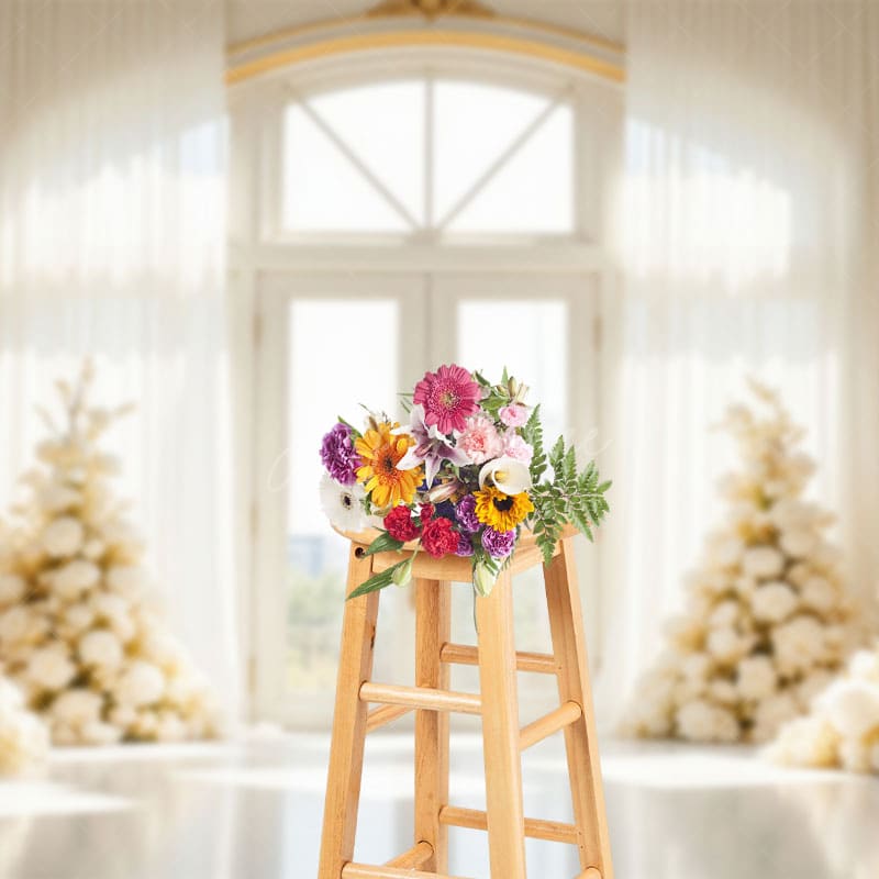 Aperturee - Aperturee Romantic Rose Holy White Palace Door Wedding Backdrop
