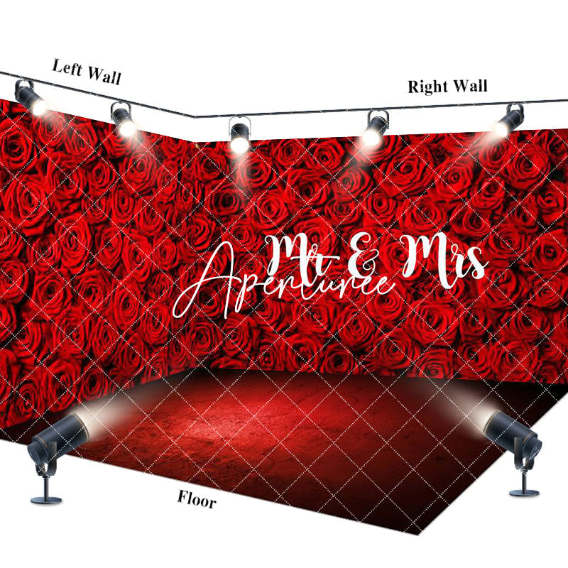 Aperturee - Aperturee Romantic Rose Mr Mrs Valentines Day Room Set Backdrop