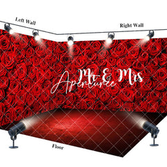 Aperturee - Aperturee Romantic Rose Mr Mrs Valentines Day Room Set Backdrop