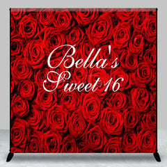 Aperturee - Aperturee Romantic Rose Sweet 16 Custom Name Birthday Backdrop