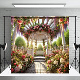 Aperturee - Aperturee Romantic Spring Floral Gazeb Wedding Photo Backdrop