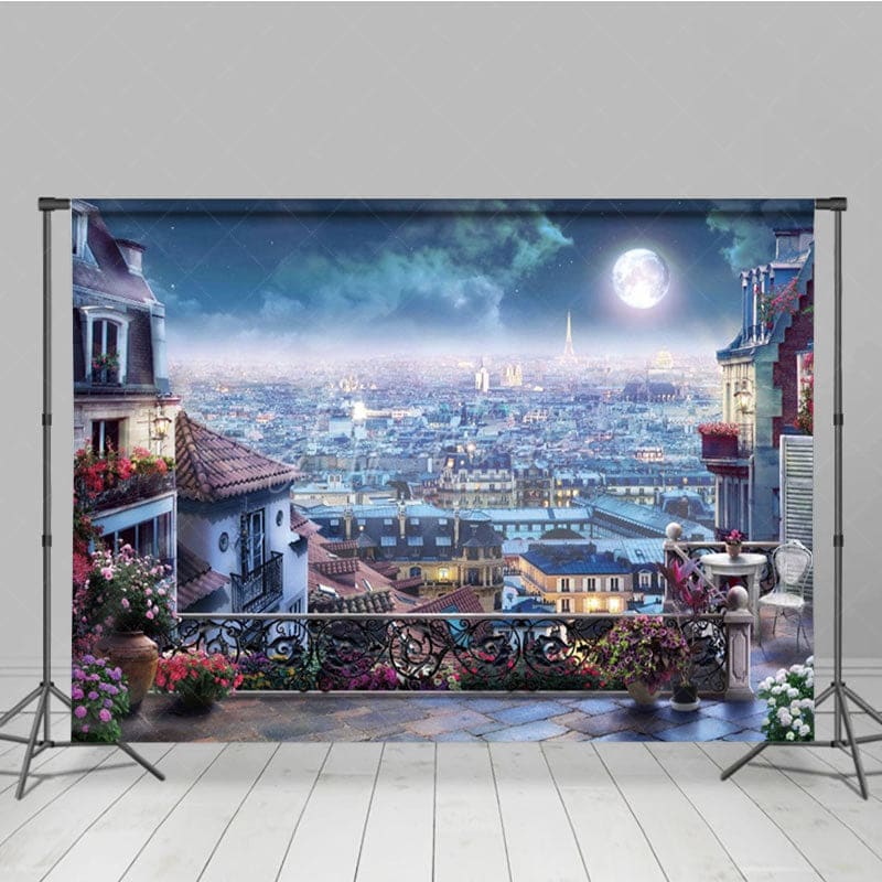 Aperturee - Aperturee Romantic Sweet Night Scene In Paris Photo Backdrop