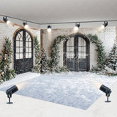 Aperturee - Aperturee Room Set Backdrop White Brick Wall Arched Window Snowy Pine Background Winter Courtyard Holiday Party Decoration