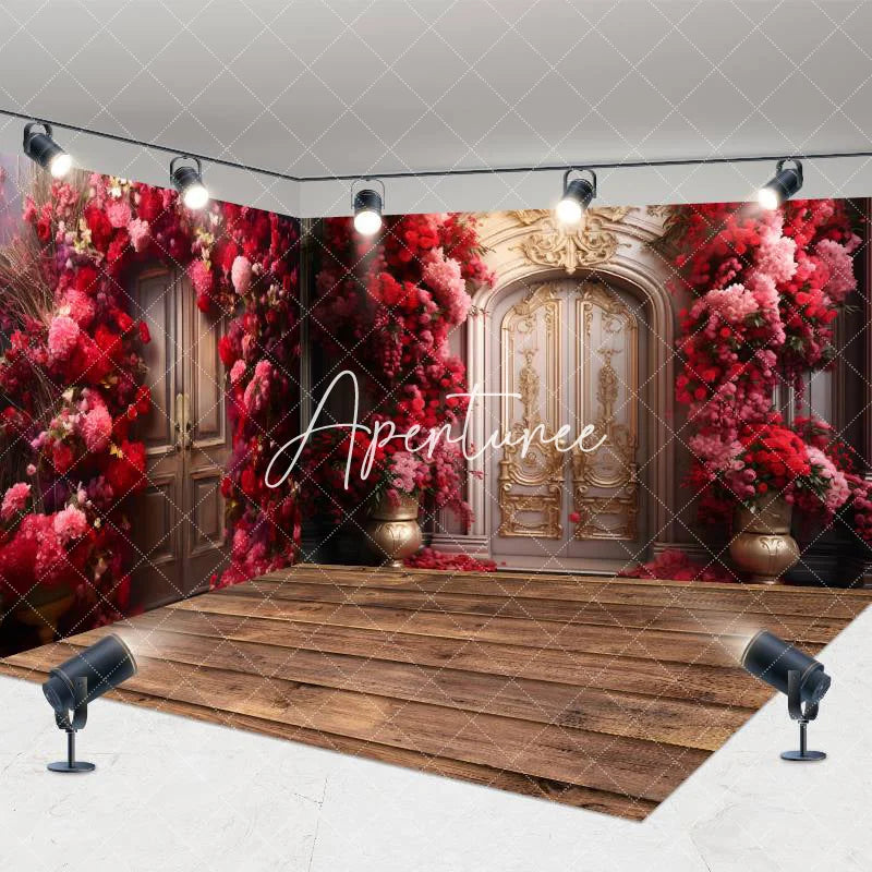 Aperturee - Aperturee Rose Arch Luxury Door Valentines Room Set Backdrop