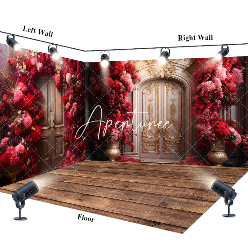 Aperturee - Aperturee Rose Arch Luxury Door Valentines Room Set Backdrop