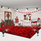 Aperturee - Aperturee Rose Floor Romantic Valentines Vibe Room Set Backdrop