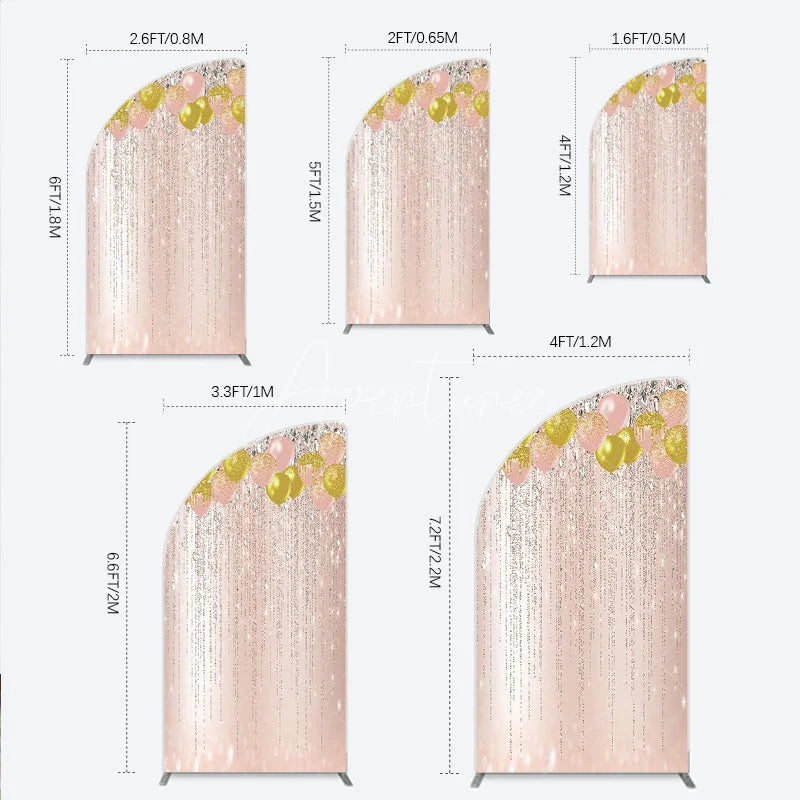 Aperturee - Aperturee Rose Gold and Gold Glitter Balloons Half Moon Arch Backdrop Sparkling Diamond Elegant Party Celebration