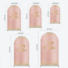 Aperturee - Aperturee Rose Gold and Gold Glitter Happy Birthday Round Top Arch Backdrop Elegant Diamond Celebration Party Decor