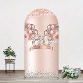 Aperturee - Aperturee Rose Gold Balloon Glitter 80th Birthday Arch Backdrop