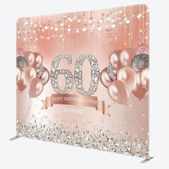Aperturee - Aperturee Rose Gold Balloons Fabric Backdrop Cover for 60th Birthday