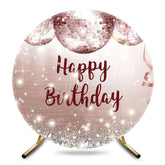 Aperturee - Aperturee Rose Gold Disco Ball Circle Happy Birthday Backdrop