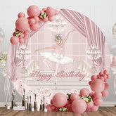 Aperturee - Aperturee Rose Gold Floral Princess Round Birthday Backdrop