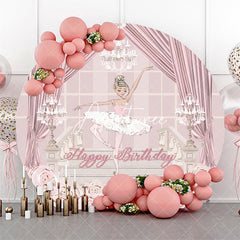 Aperturee - Aperturee Rose Gold Floral Princess Round Birthday Backdrop