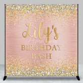 Aperturee - Aperturee Rose Gold Glitter and Diamond Custom Birthday Backdrop Personalized Party Bash Decor