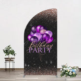 Aperturee - Aperturee Rose Gold Glitter Balloons Birthday Half Moon Arch Backdrop
