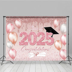 Aperturee - Aperturee Rose Gold Glitter Balloons Congrats Grad Backdrop