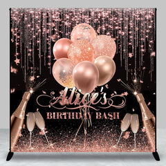 Aperturee - Aperturee Rose Gold Glitter Balloons Custom Birthday Backdrop