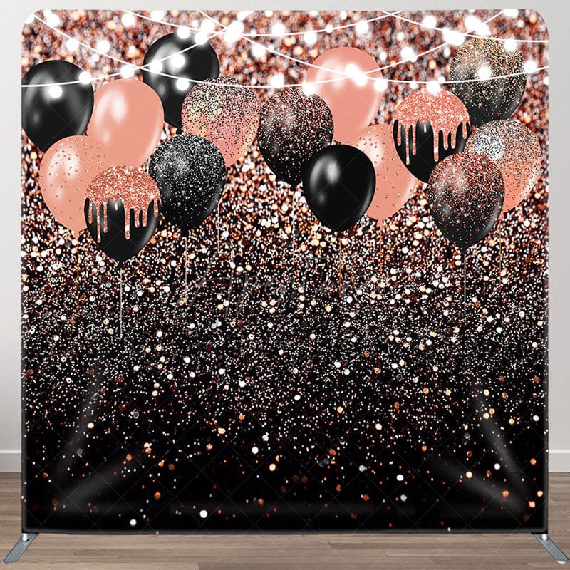 Aperturee - Aperturee Rose Gold Glitter Balloons Party Pillow Case Backdrop