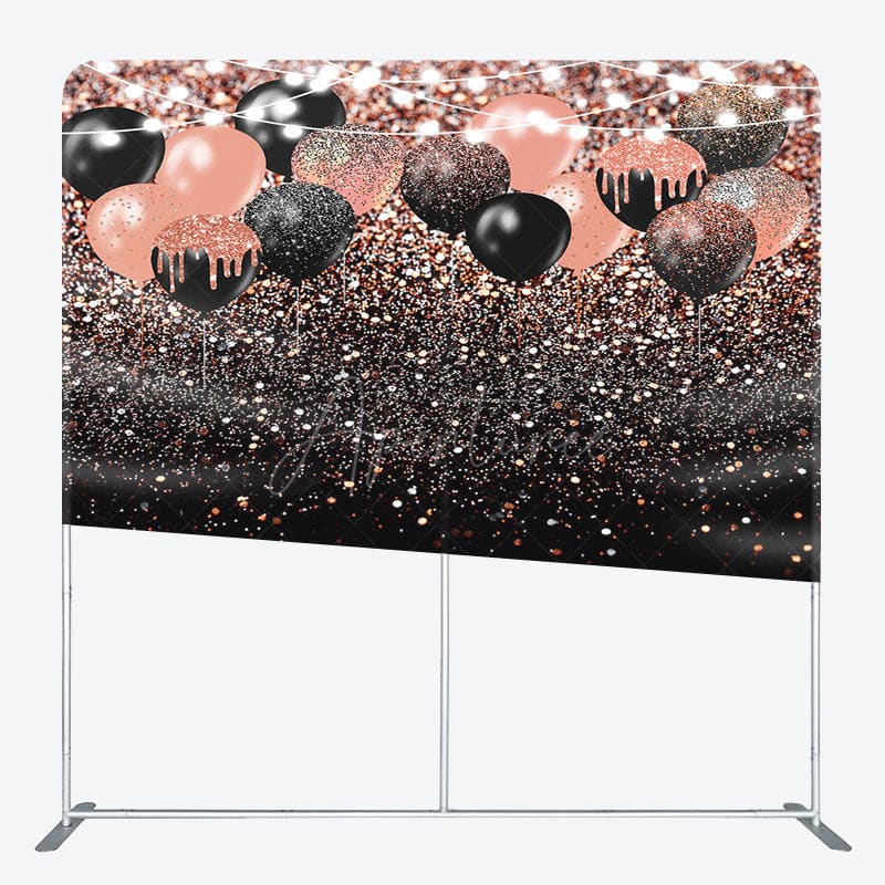 Aperturee - Aperturee Rose Gold Glitter Balloons Party Pillow Case Backdrop