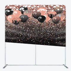 Aperturee - Aperturee Rose Gold Glitter Balloons Party Pillow Case Backdrop