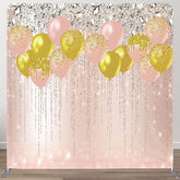 Aperturee - Aperturee Rose Gold Glitter Balloons Pillow Cover Backdrop