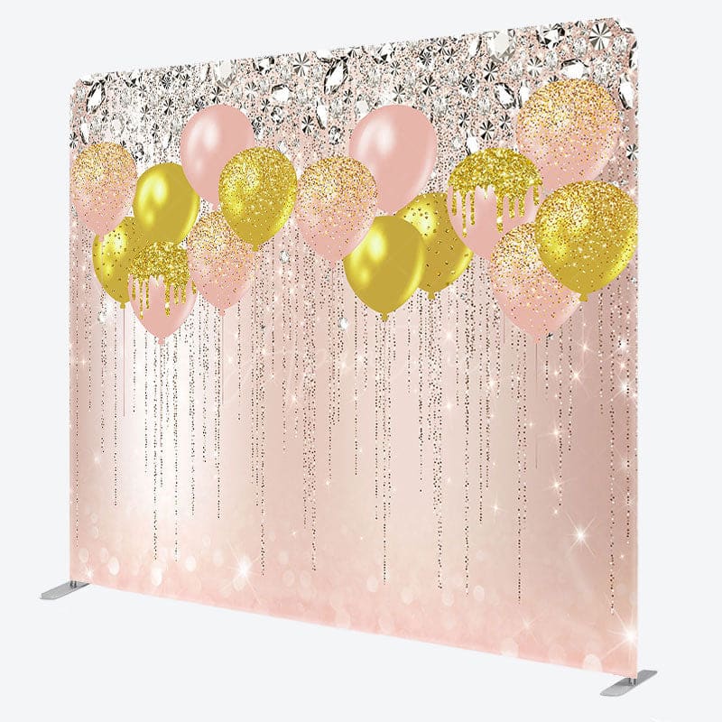 Aperturee - Aperturee Rose Gold Glitter Balloons Pillow Cover Backdrop