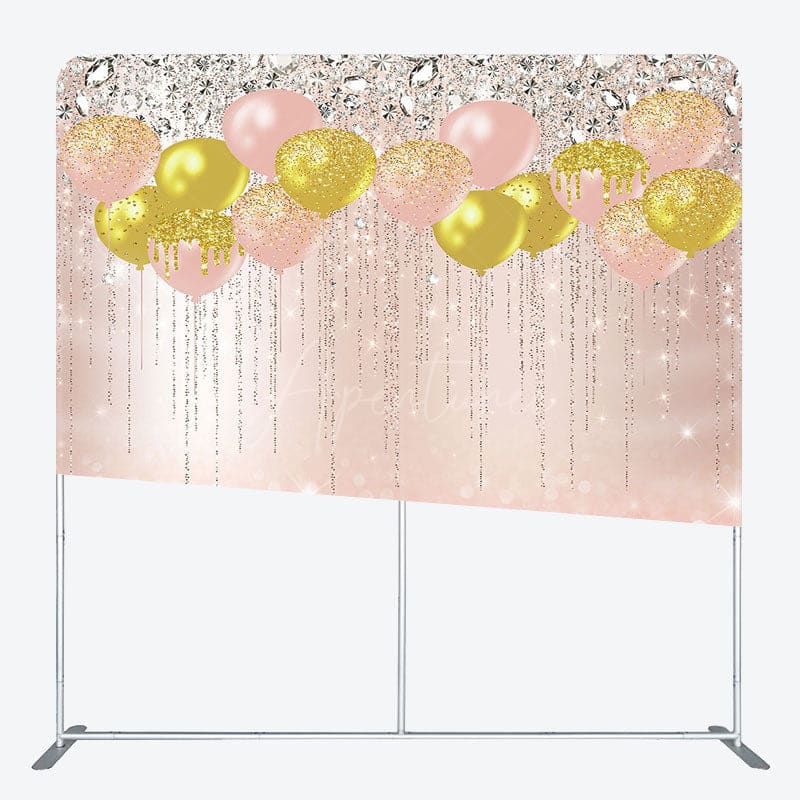 Aperturee - Aperturee Rose Gold Glitter Balloons Pillow Cover Backdrop