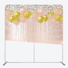 Aperturee - Aperturee Rose Gold Glitter Balloons Pillow Cover Backdrop