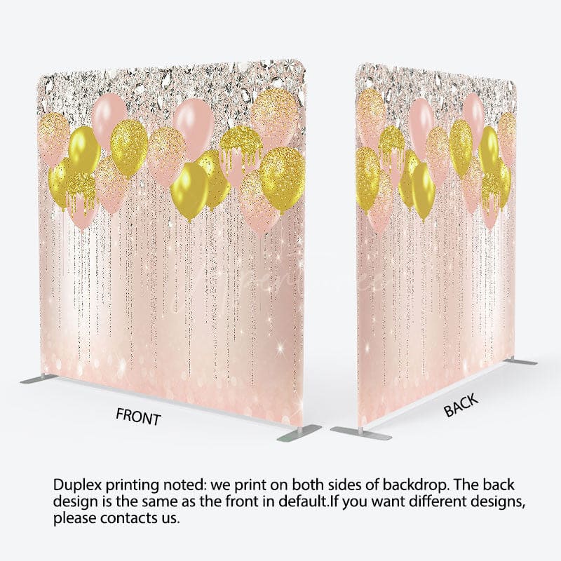 Aperturee - Aperturee Rose Gold Glitter Balloons Pillow Cover Backdrop