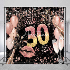 Aperturee - Aperturee Rose Gold Glitter Champagne 30th Birthday Custom Backdrop Elegant Party Celebration Decor