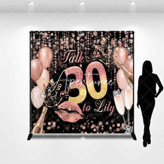 Aperturee - Aperturee Rose Gold Glitter Champagne 30th Birthday Custom Backdrop Elegant Party Celebration Decor