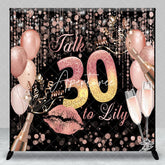 Aperturee - Aperturee Rose Gold Glitter Champagne 30th Birthday Custom Backdrop Elegant Party Celebration Decor