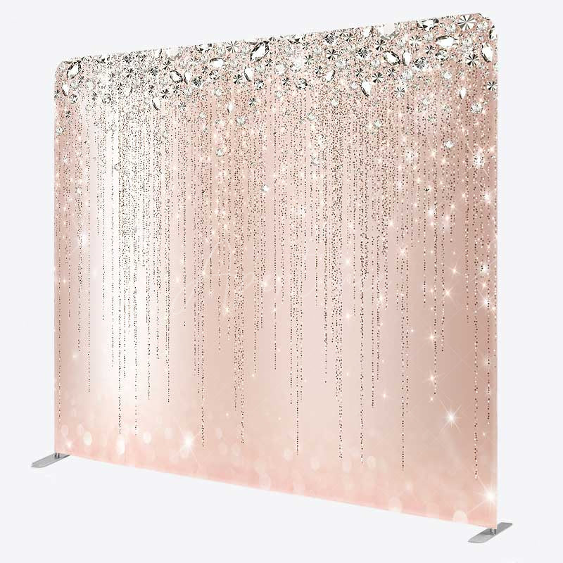 Aperturee Aperturee Rose Gold Glitter Diamonds Tension Fabric Backdrop