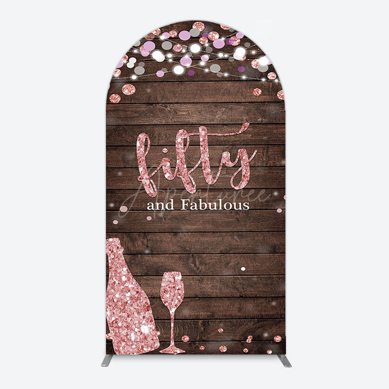 Aperturee - Aperturee Rose Gold Glitter Fifty Fabulous Wood Arch Backdrop