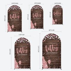 Aperturee - Aperturee Rose Gold Glitter Fifty Fabulous Wood Arch Backdrop
