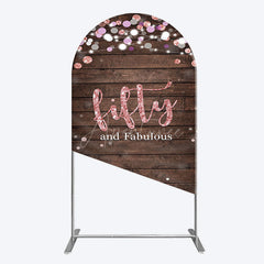 Aperturee - Aperturee Rose Gold Glitter Fifty Fabulous Wood Arch Backdrop