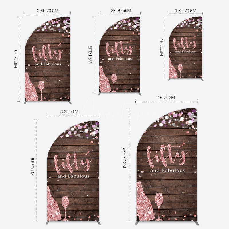 Aperturee - Aperturee Rose Gold Glitter Fifty Fabulous Wood Half Moon Arch Backdrop