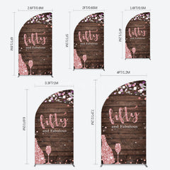 Aperturee - Aperturee Rose Gold Glitter Fifty Fabulous Wood Half Moon Arch Backdrop