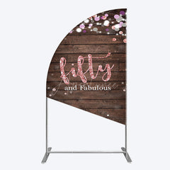 Aperturee - Aperturee Rose Gold Glitter Fifty Fabulous Wood Half Moon Arch Backdrop