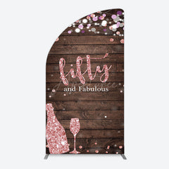 Aperturee - Aperturee Rose Gold Glitter Fifty Fabulous Wood Half Moon Arch Backdrop